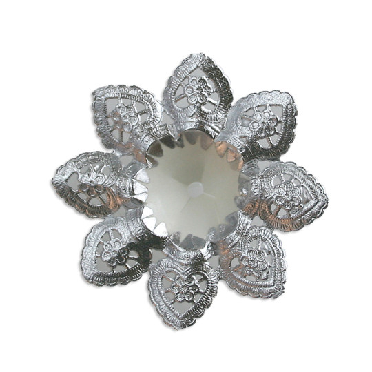 Petite Paper Lace Flower Bouquet Holders in Silver ~ Set of 25 ~ 3-1/8" across